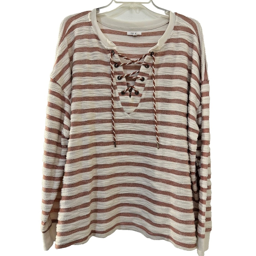 Maurices Womans Nautical Striped‎ Sweater Top Size 2X Beachy Fisherman Minimal